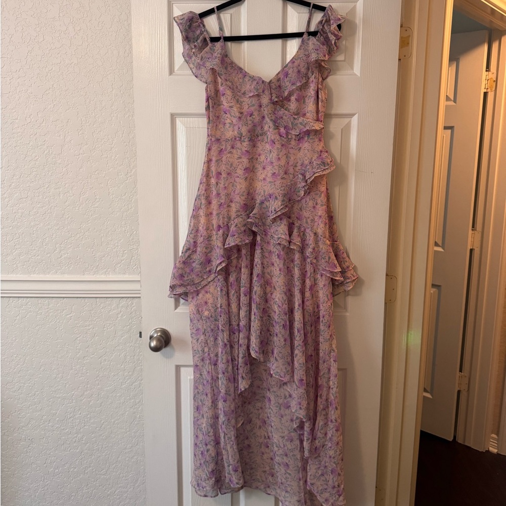 Astr Lavender Floral High Low Dress